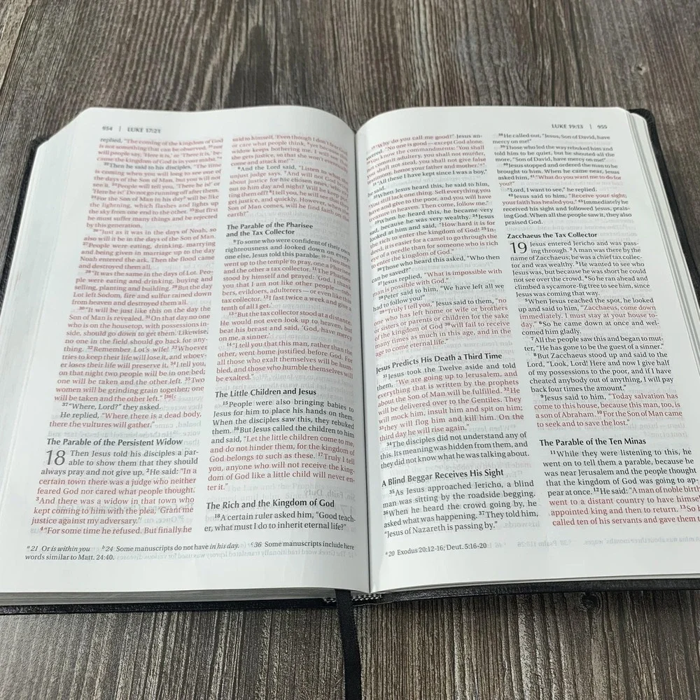 NIV Holy Bible Thinline‎ Bonded Leather Black Red Letter Zondervan Ribbon Marker